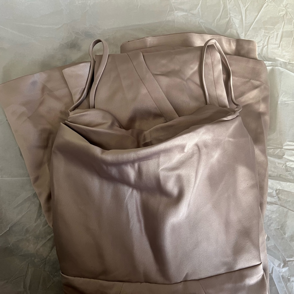 HOUSE OF CB 'Violette' Mushroom Satin Fishtail Gown - Picture 4 of 10
